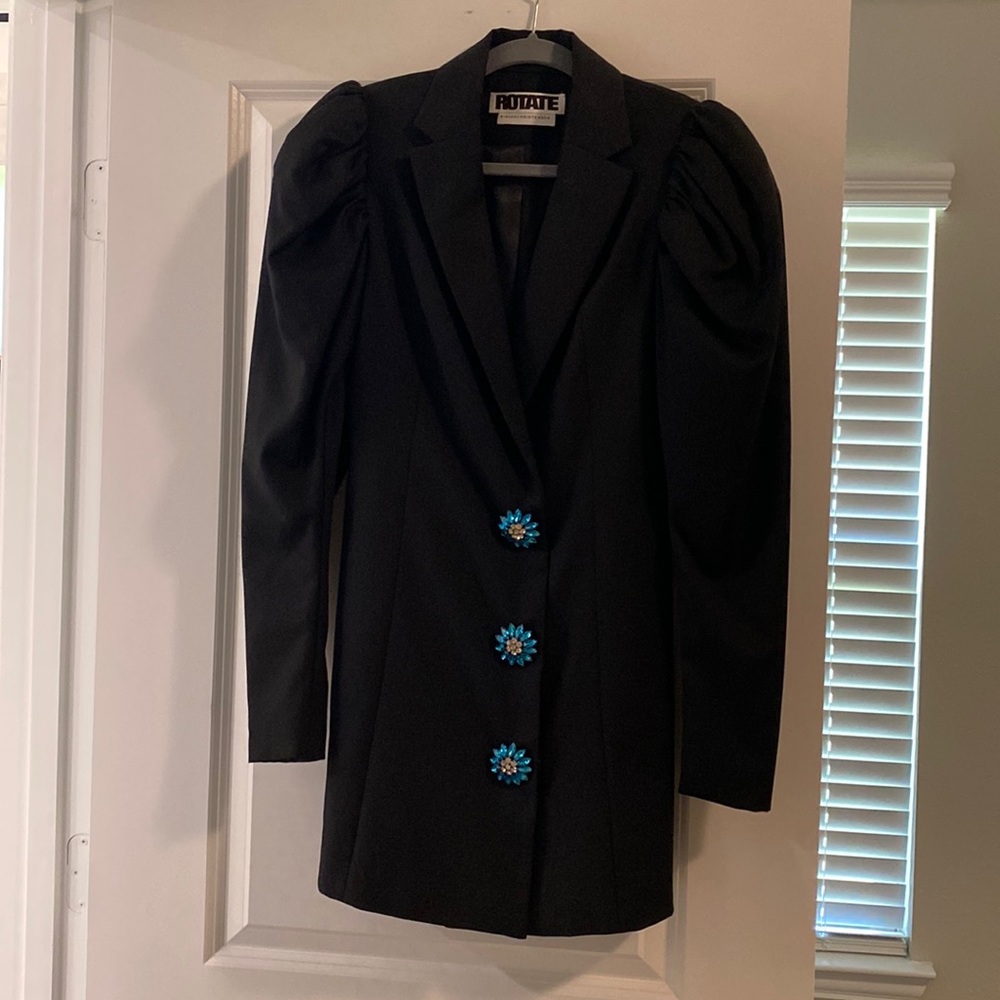 Rotate mini puff sleeve black blazer dress